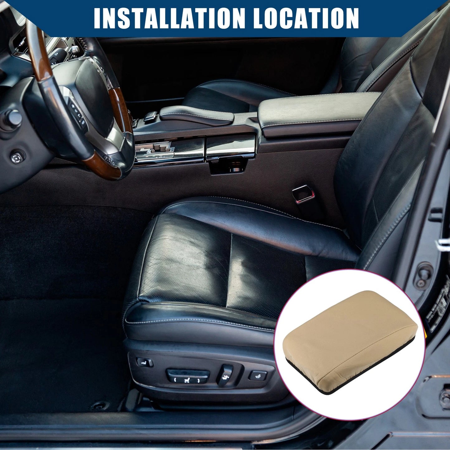 Center Console Armrest Cover for Ford Focus (2015-2018) - Neoprene Brown