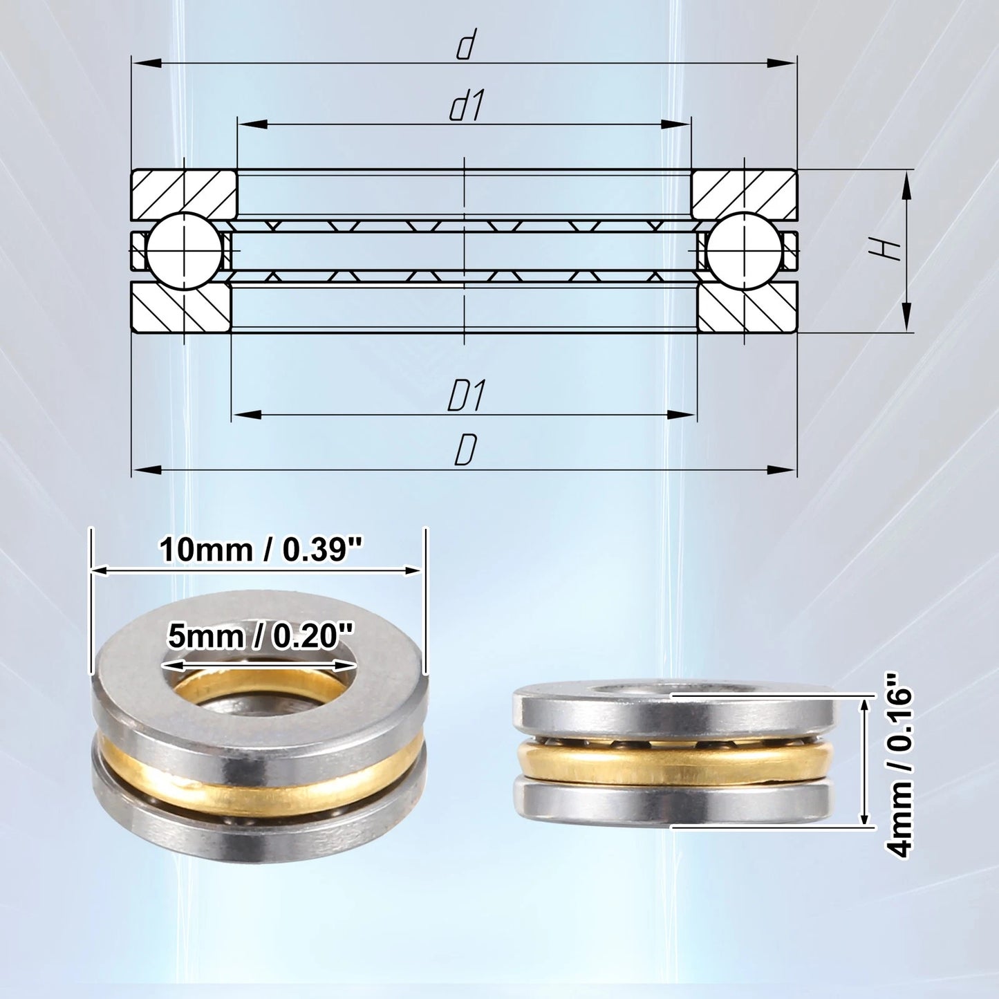 4 x Car Thrust Ball Bearing 5x10x4mm Roller with Washers for F5-10M