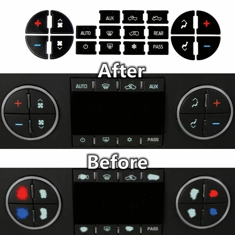 Set AC Dash Button Repair Kit Decal Stickers for Car