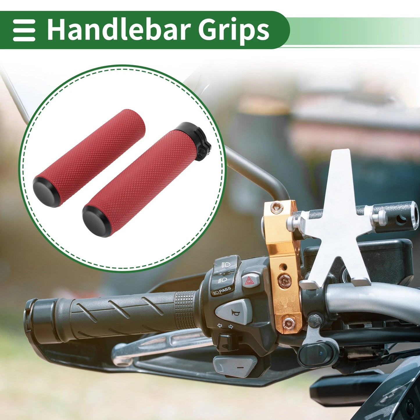 Handlebar Grips 25mm Cover Kit TPU Dark Red for Motorcycle