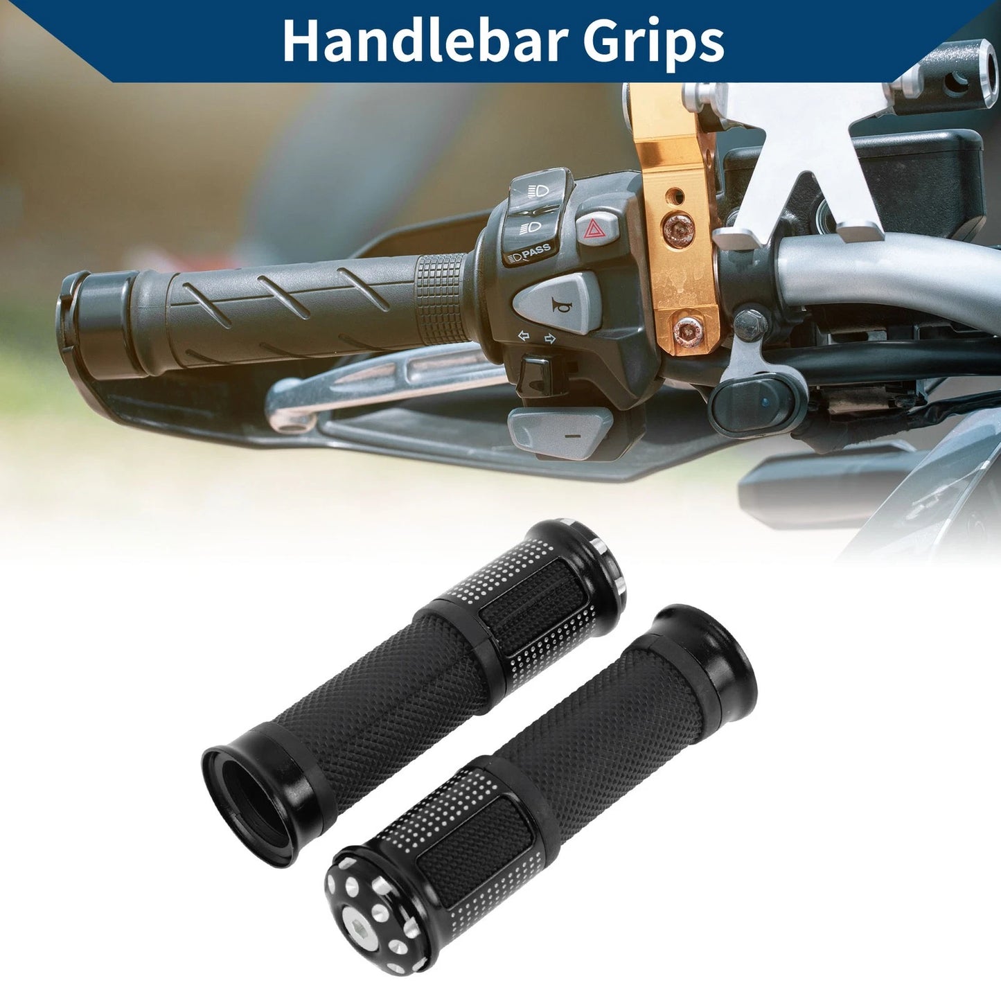 23 x 25 mm Hand Grips Cover Aluminum Alloy Rubber Black for Motorcycle