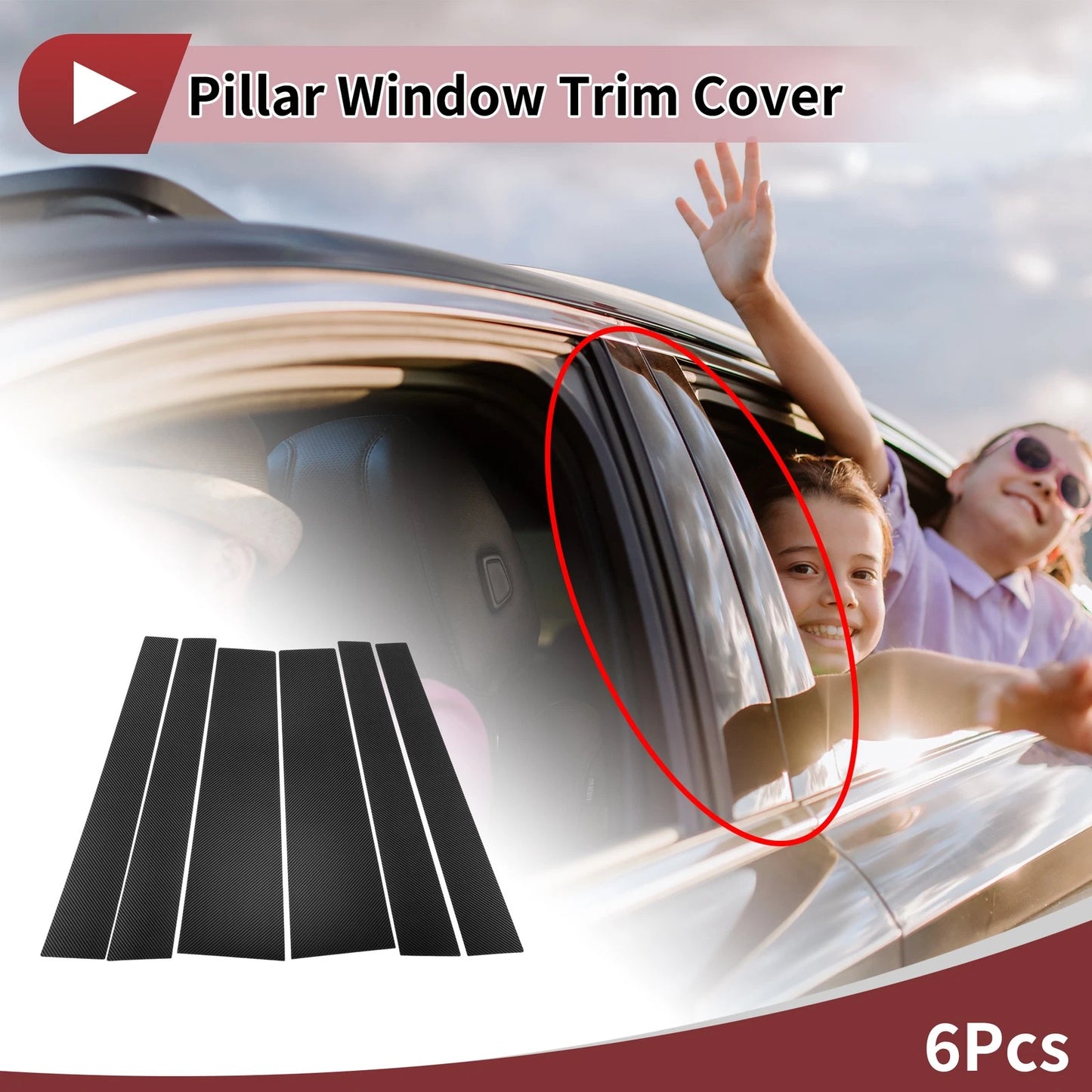 6 Pcs Carbon Fiber Car Door Pillar Window Trim for Toyota Noah (2020-2023)