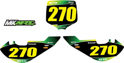 Custom Number Plate Graphics for Kawasaki KX 65 (2006-2024) Sunrise Style