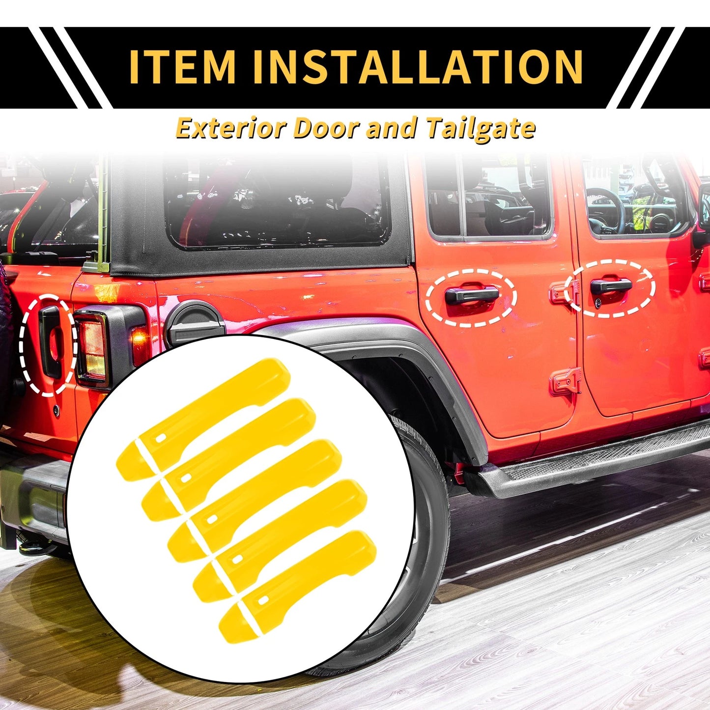 Door Tailgate Handle Cover  for Jeep Wrangler JL JLU (2018-2022) Yellow