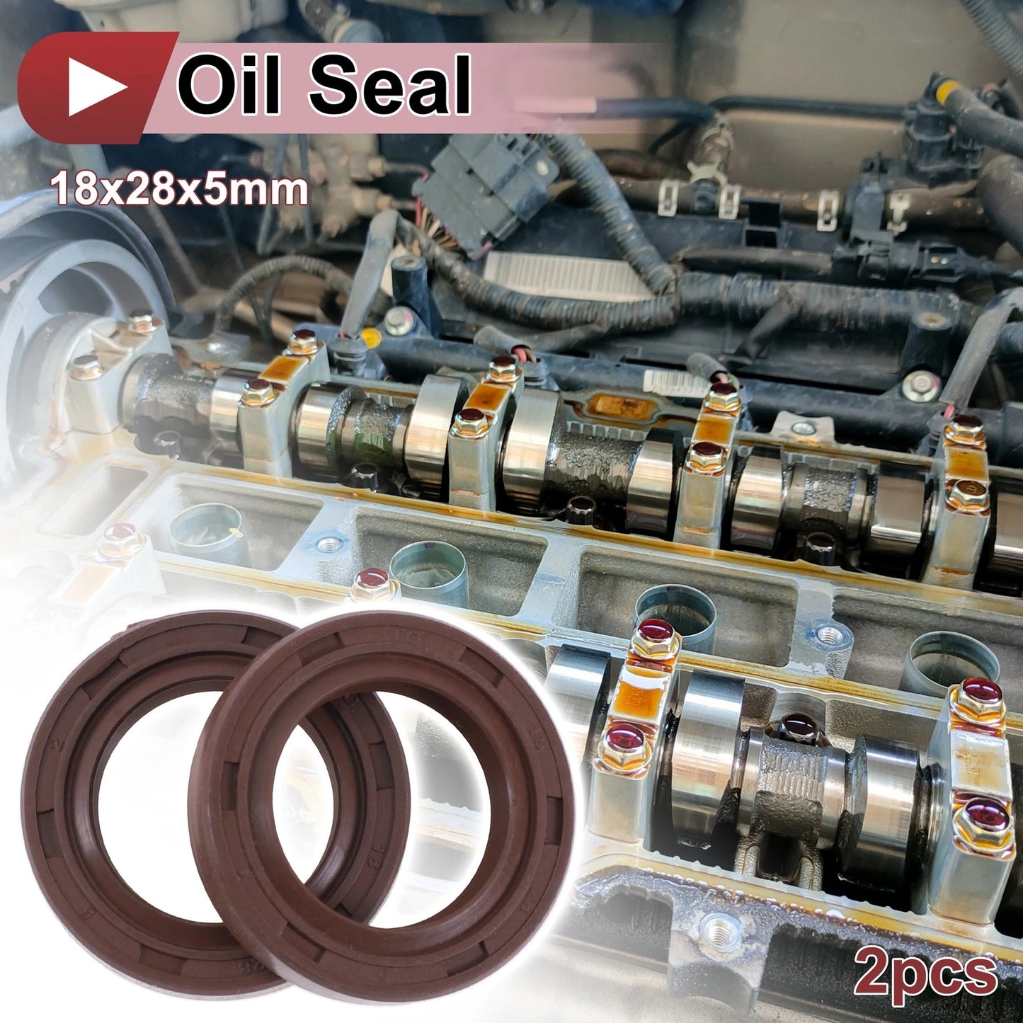 Oil Seal 18x28x5mm Brown 2 Pcs Rotary Shaft Seal FKM Rubber for Make Model