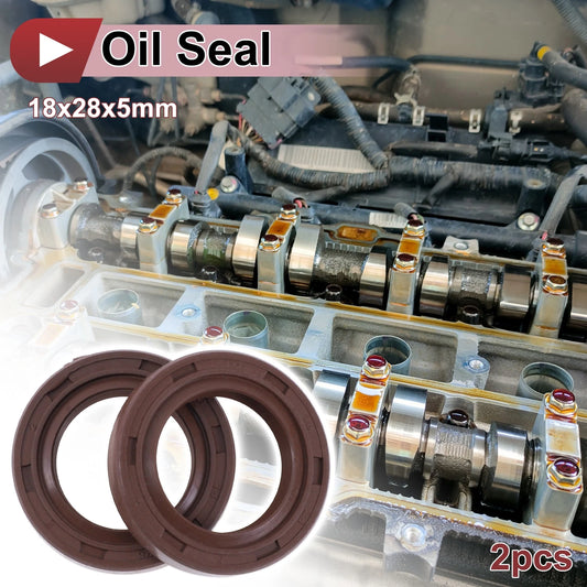 Oil Seal 18x28x5mm Brown 2 Pcs Rotary Shaft Seal FKM Rubber for Make Model