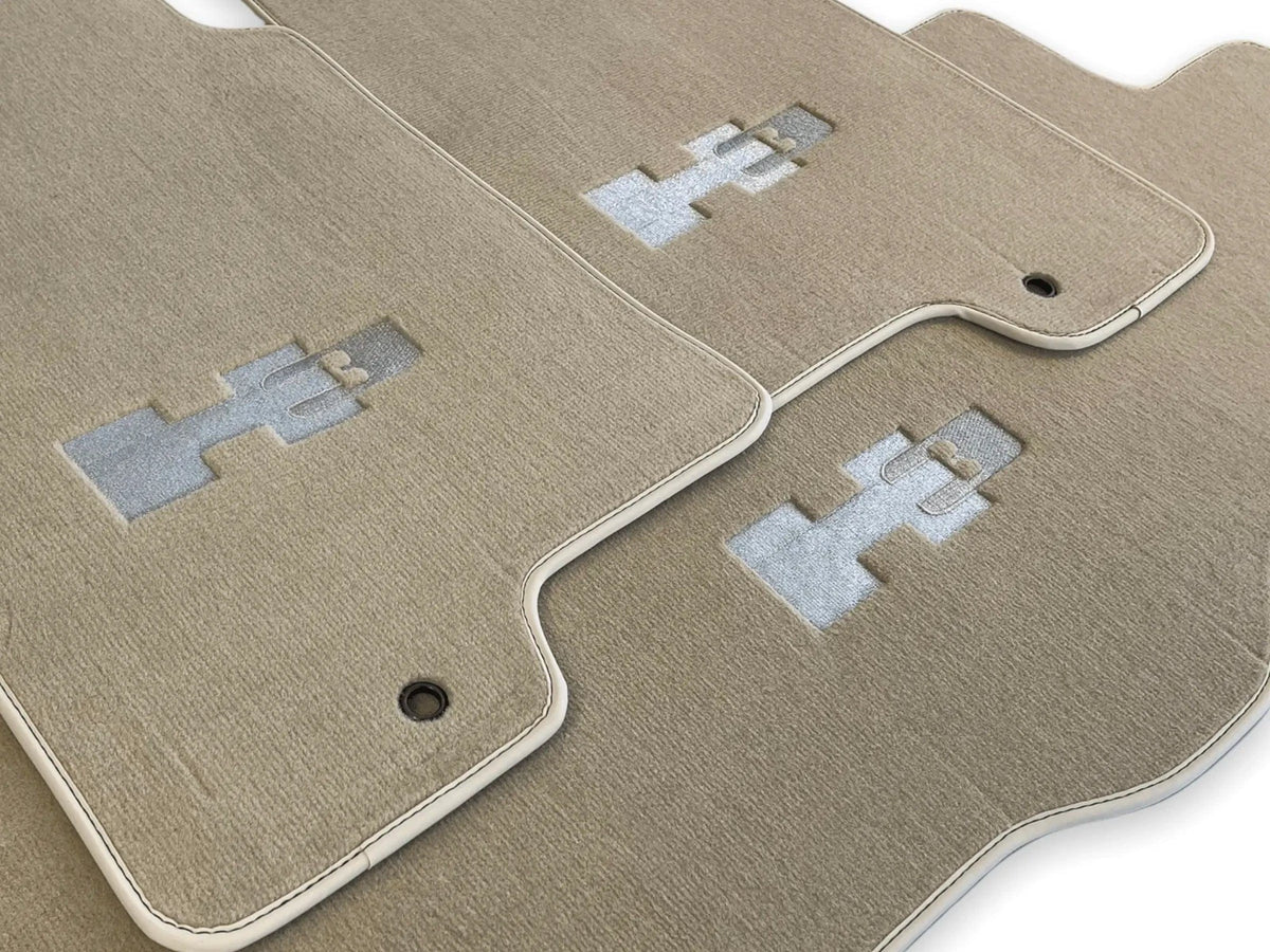Beige Floor Mats for Hummer H3 Tailored Carpets with H3 Emblem (2005-2010)