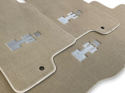 Beige Floor Mats for Hummer H3 Tailored Carpets with H3 Emblem (2005-2010)