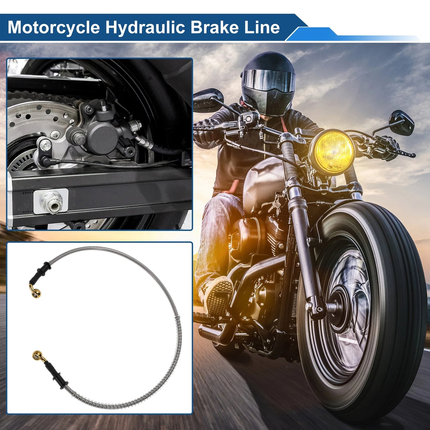 80cm Motorcycle Brake Clutch Oil Hose Line Silver Tone 1 Pc for Motorcycle