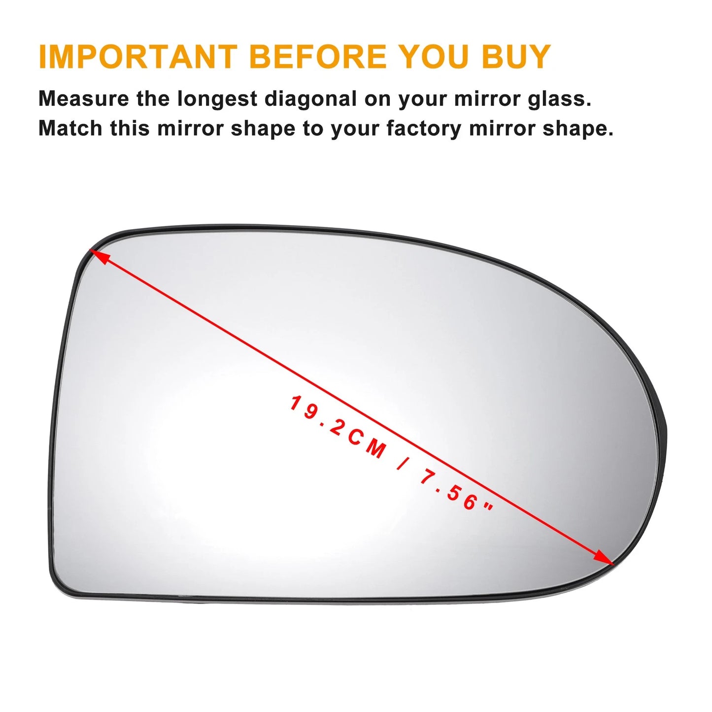 Right Side Heated White Mirror Glass for Jeep Compass (2010-2016)