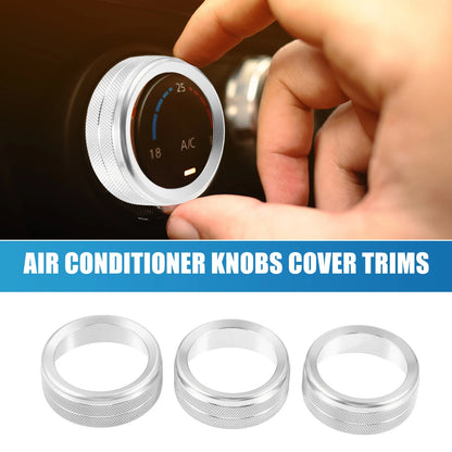 Air Conditioner Knobs  for Jeep Wrangler JL JLU 2018-2022 Silver Tone (3 x)