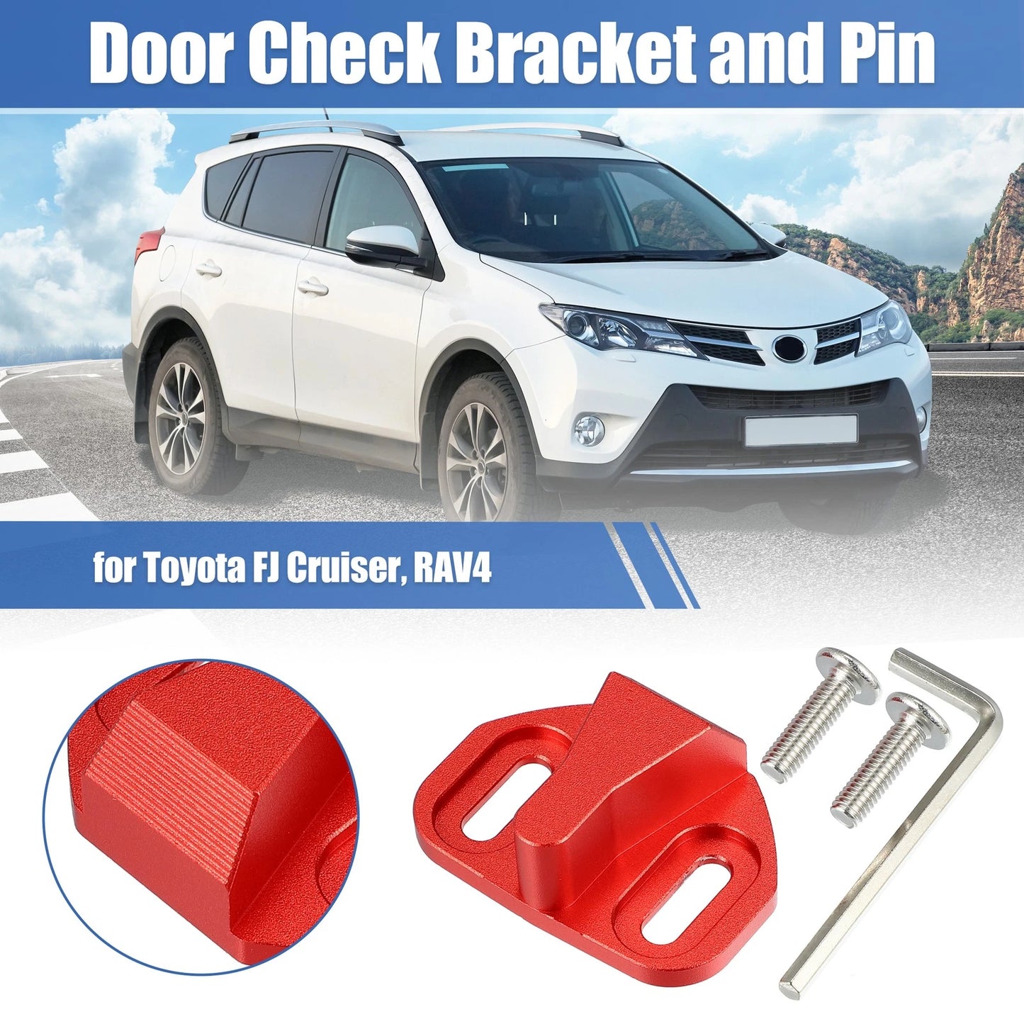 1 x Door Check Bracket Aluminum Alloy Red for Toyota FJ Cruiser (2007–2014)