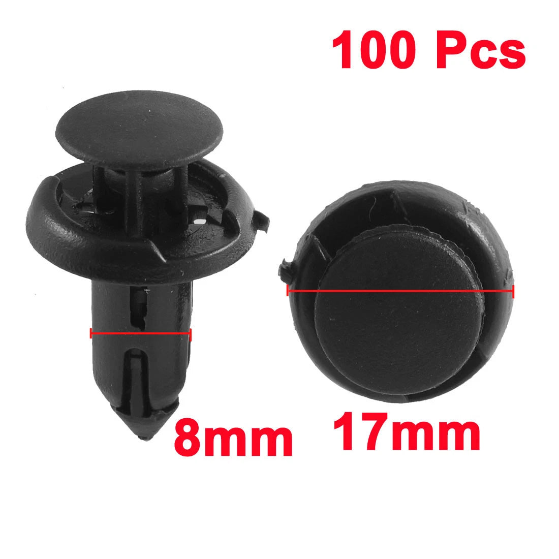 100 Pcs Black Plastic Bumper Push-Type Fasteners for Toyota