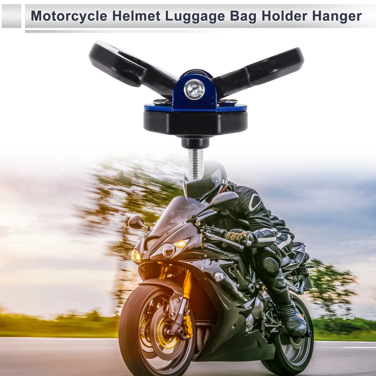 1x Horn-type Double Hook Aluminum Alloy Motorcycle Hanging Hook Black Blue