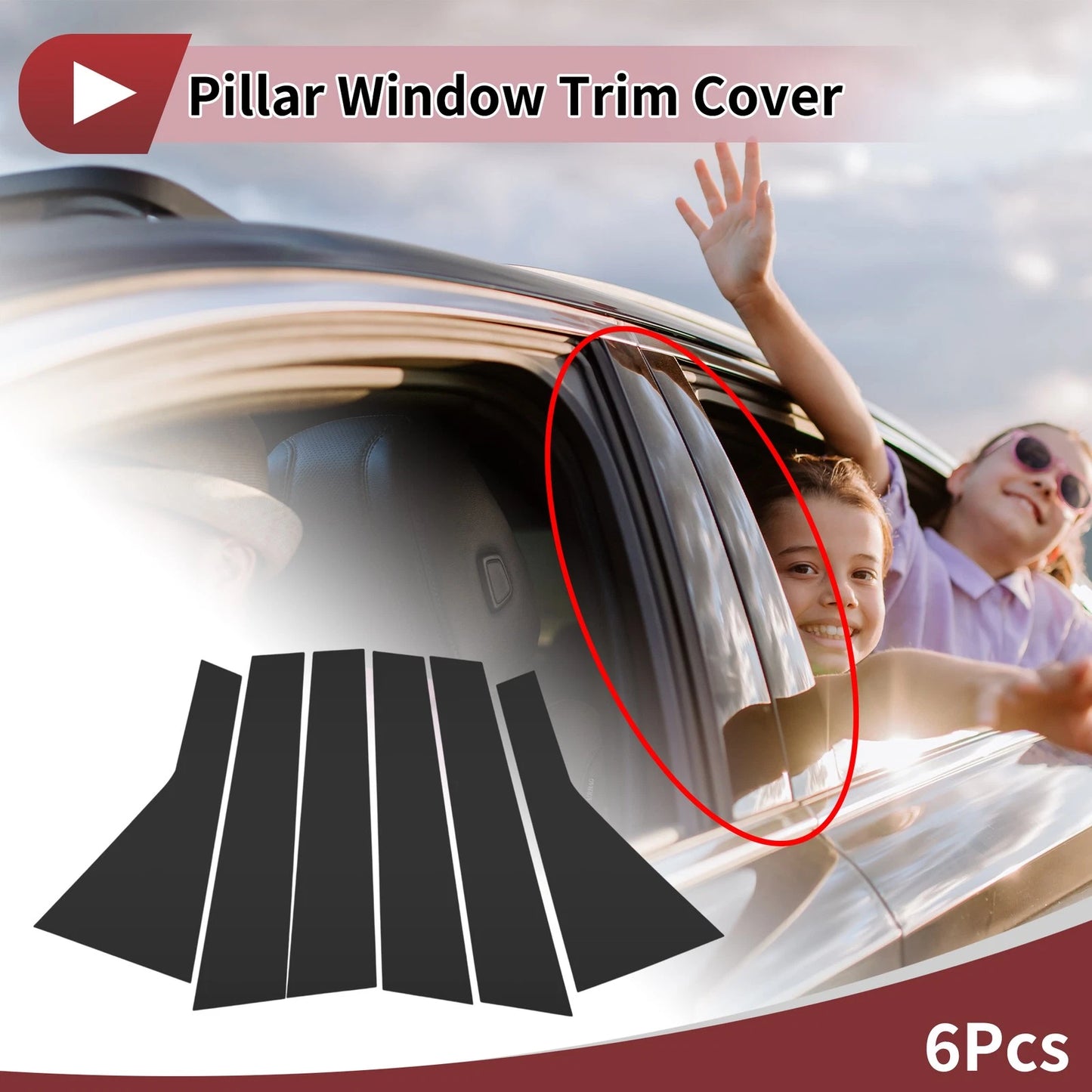 Door Pillar Window Trim for Nissan X-Trail/Rogue 2021-2022 Black