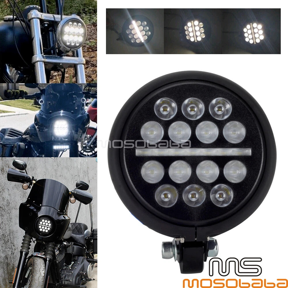 5.75'' LED DRL Headlight Lights w/ Bucket for Harley Dyna Softail Sportster