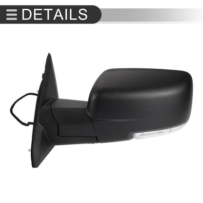 Tow Mirrors Dodge Ram 1500 with Turn Signal Lights Black (2009-2018)