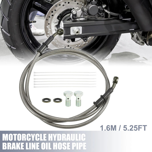 1 Set 1.6m 5.25ft Motorcycle Hydraulic Brake Line Hose with Screws