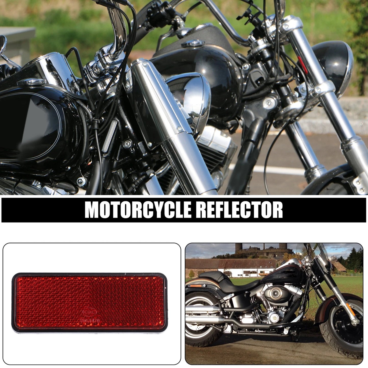 2 x Red Plastic Rectangular Screw Mount Reflective Warning Reflector