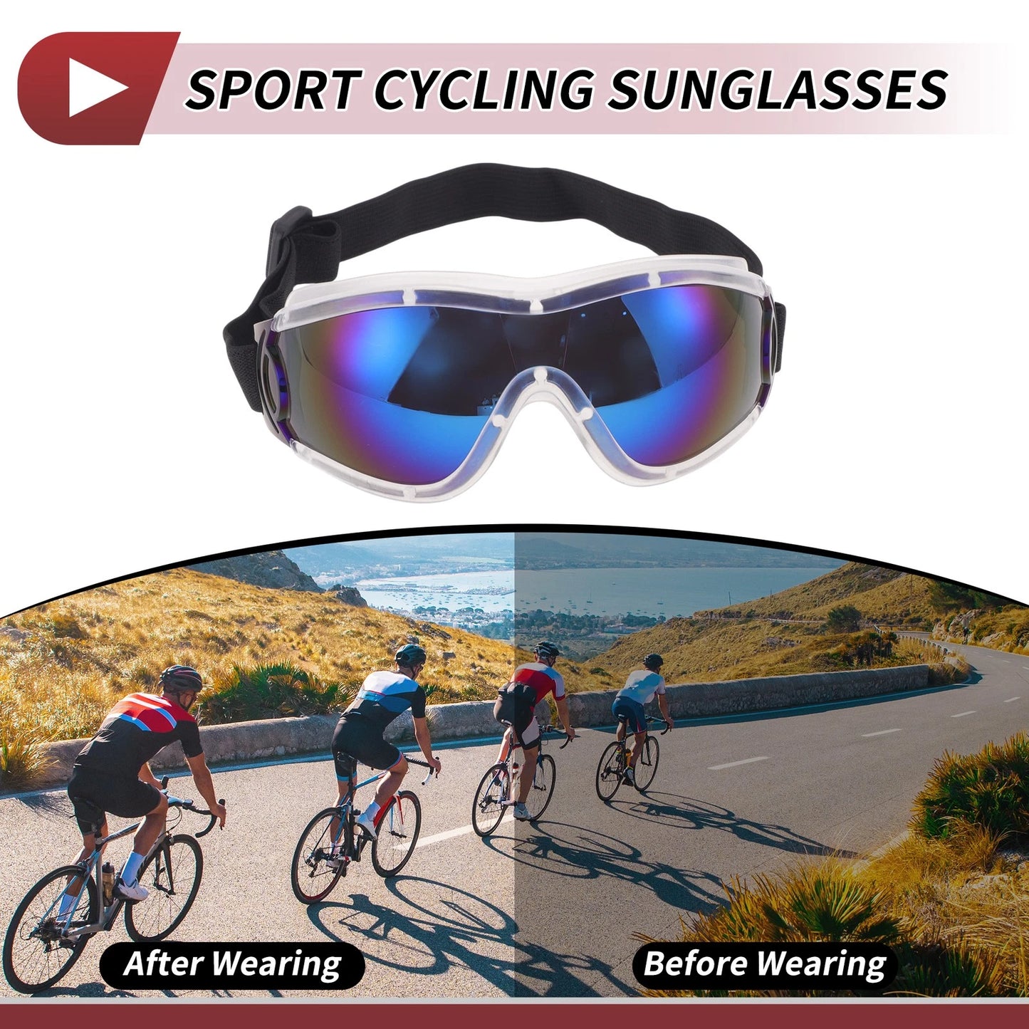 Goggles Colorful Lens White Frame PC PU for Motorcycle