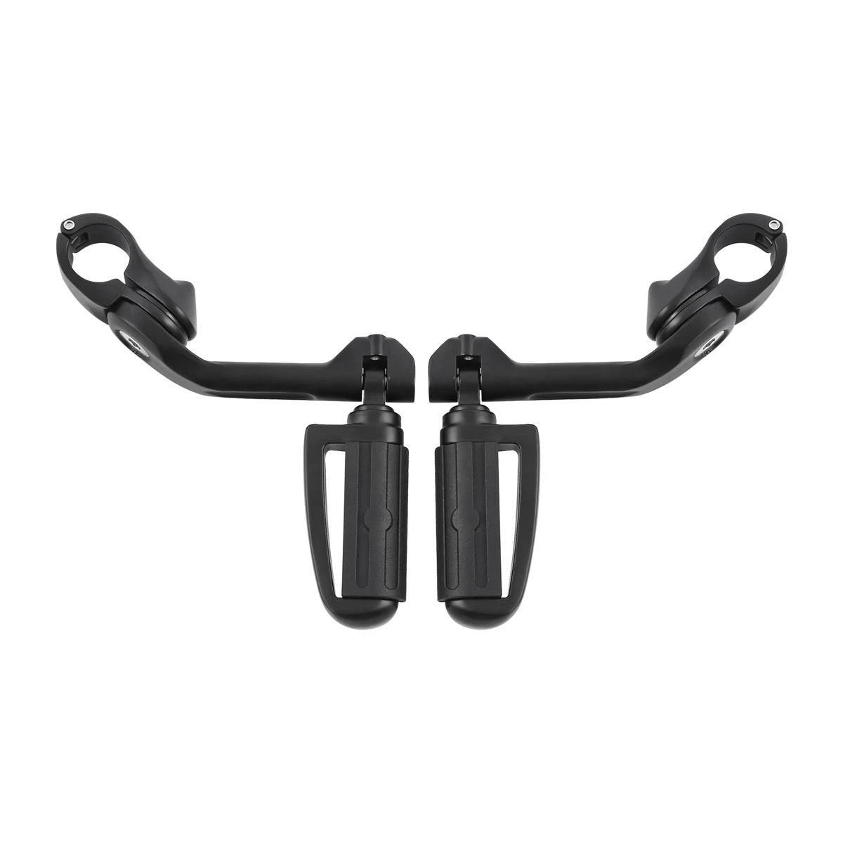 1 1/4 in Highway Bar Footpegs Long Angled Mount Kit for Motorcycle Matte Black
