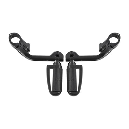 1 1/4 in Highway Bar Footpegs Long Angled Mount Kit for Motorcycle Matte Black