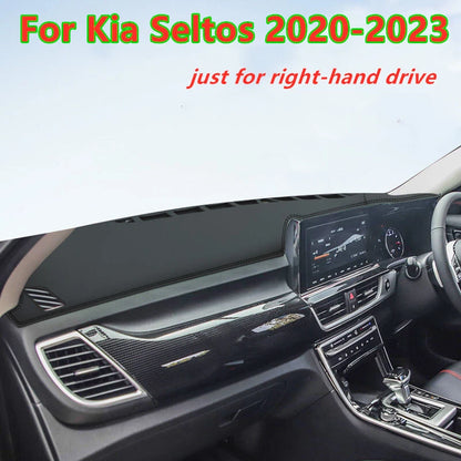 RHD Leather Car Dashboard Cover Dash Protector Mat Pad for Kia Seltos (2020–2023)
