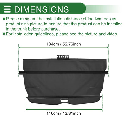 Trunk Retractable Cargo Cover Gloss Black for Chevrolet Captiva (2006-2016)