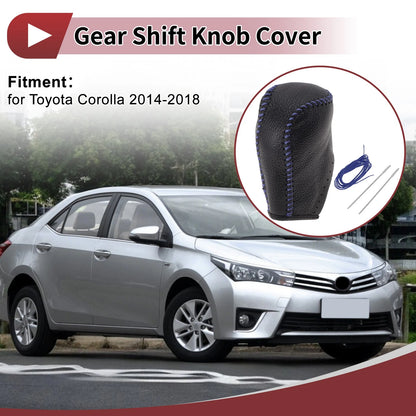 Blue Faux Leather Gear Shift Knob Cover for Toyota Corolla (2014-2018)