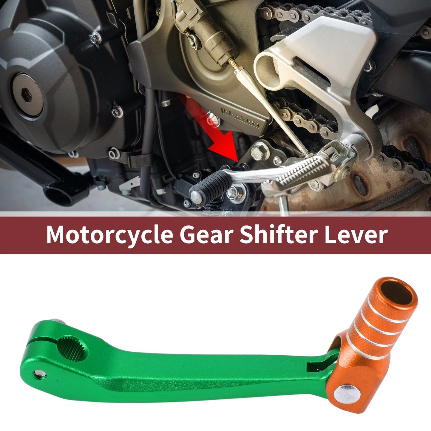 Gear Shift Lever for Honda CRF150F (2003-2017) - Green Orange Silver Tone