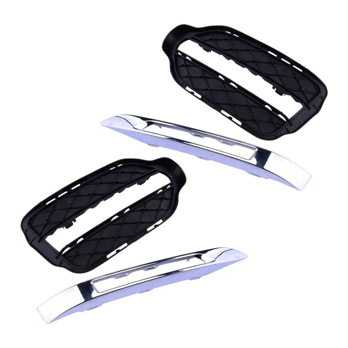 L & R Fog Light Grills w/ Strip Trim for Benz X204 GLK250 GLK350 (2013-2015)