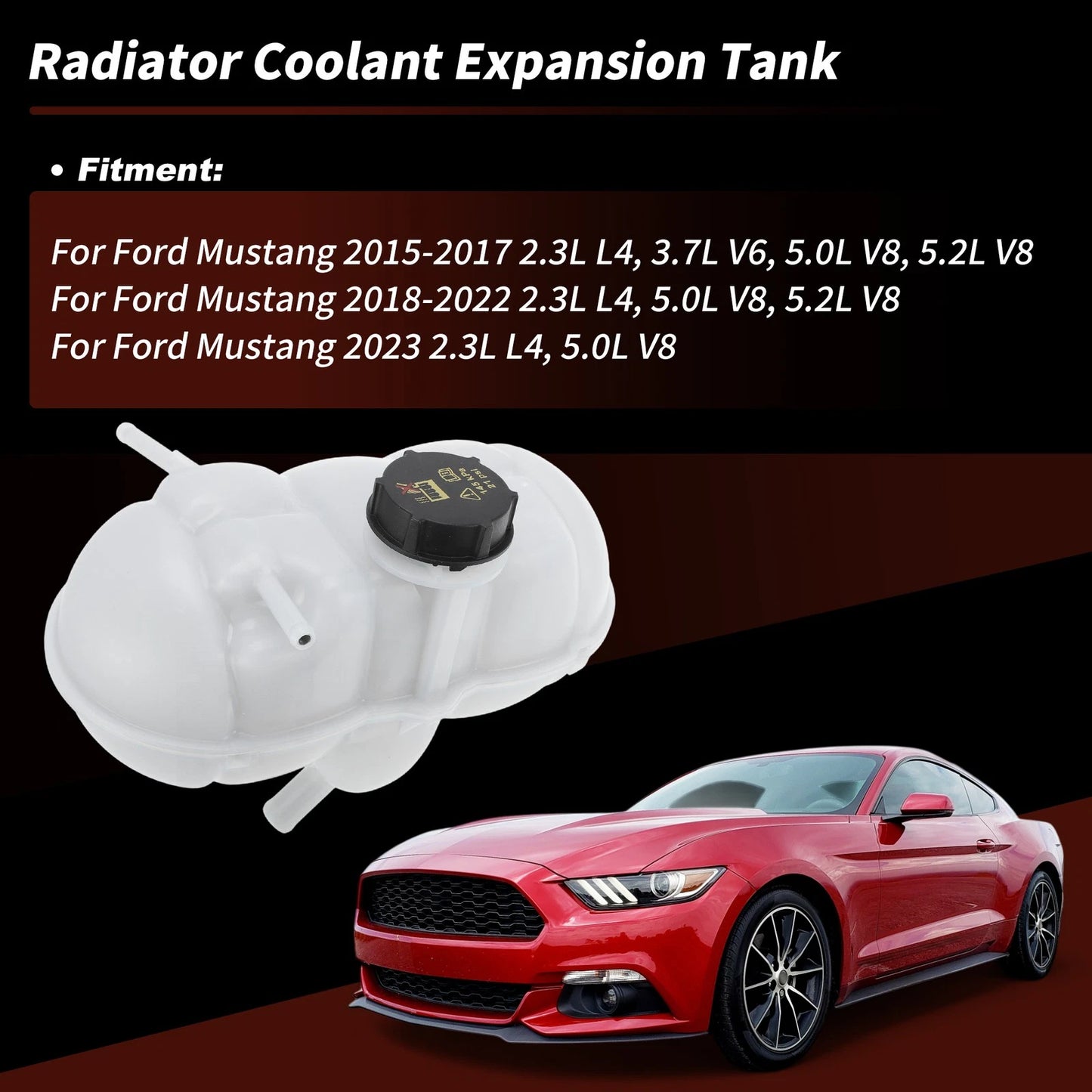 Coolant Expansion Reservoir Tank with Cap for Ford Mustang (2015-2023)