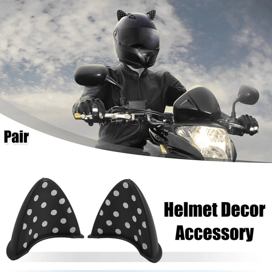 Pair Motorcycle Self Adhesive TPU Cat Ears Shape for Helmet Decoration Black