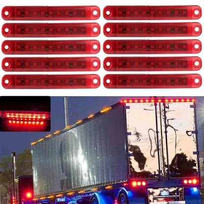 10 x 12V 9 LED Sealed Side Marker Clearance Lights for Auto Truck Trailer Red