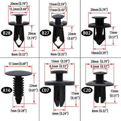 190 x Car Trim Clips Rivet Door Panel Retainers Fasteners Mud Flaps