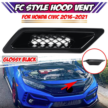 Front Air Vent Intake Duct Cover Trim Gloss Black for Honda Civic (2016–2021)