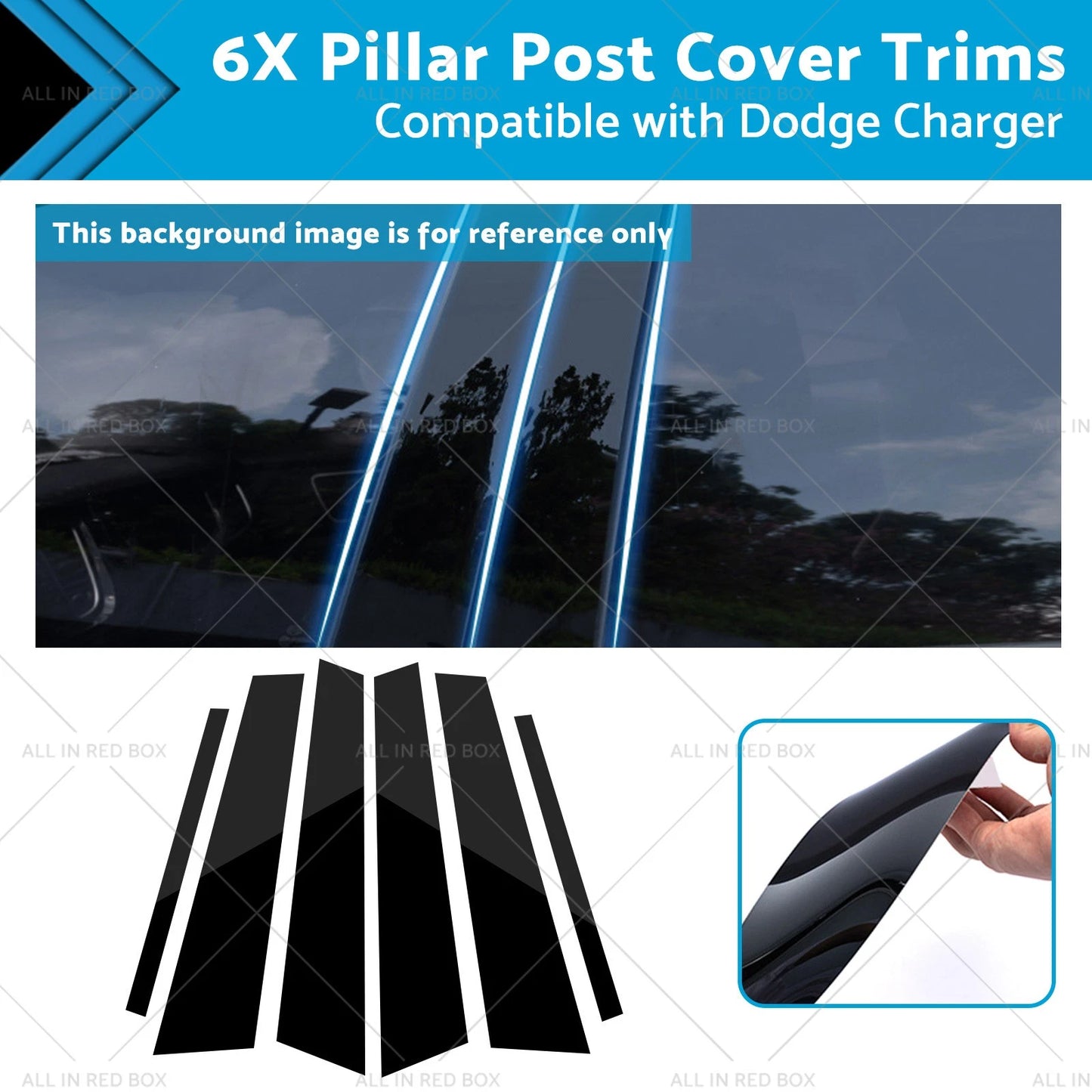 6 x Glossy Black Pillar Post Covers for Dodge Charger (2011-2021)