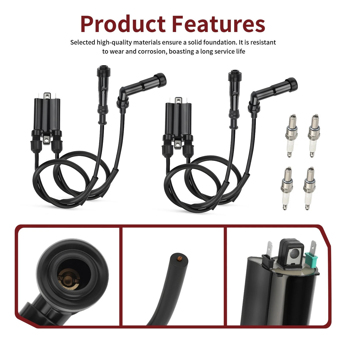 2 x Ignition Coil & Spark Plug W/ Cap for Honda CB750 Nighthawk 750(1991–2003)