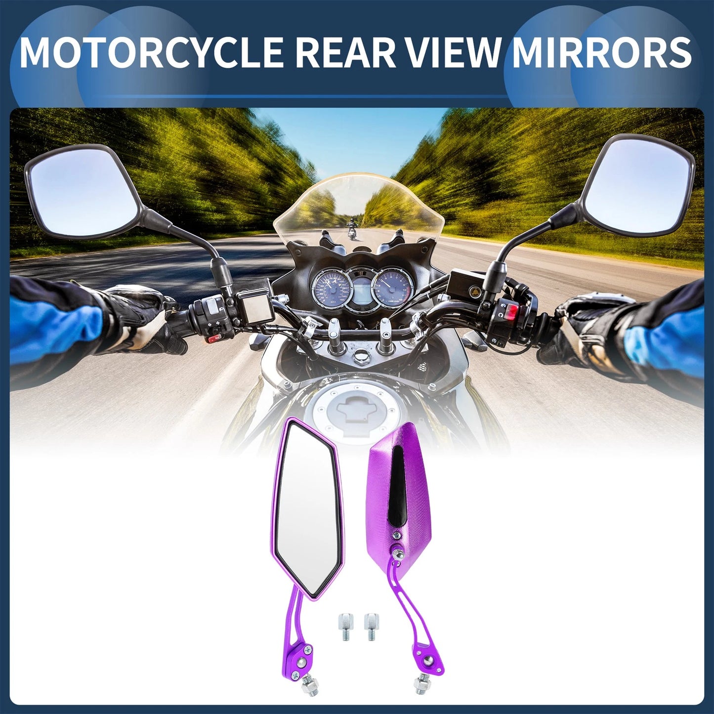 Purple Aluminum Alloy Rear View Mirrors for M8/M10 Motorcycle