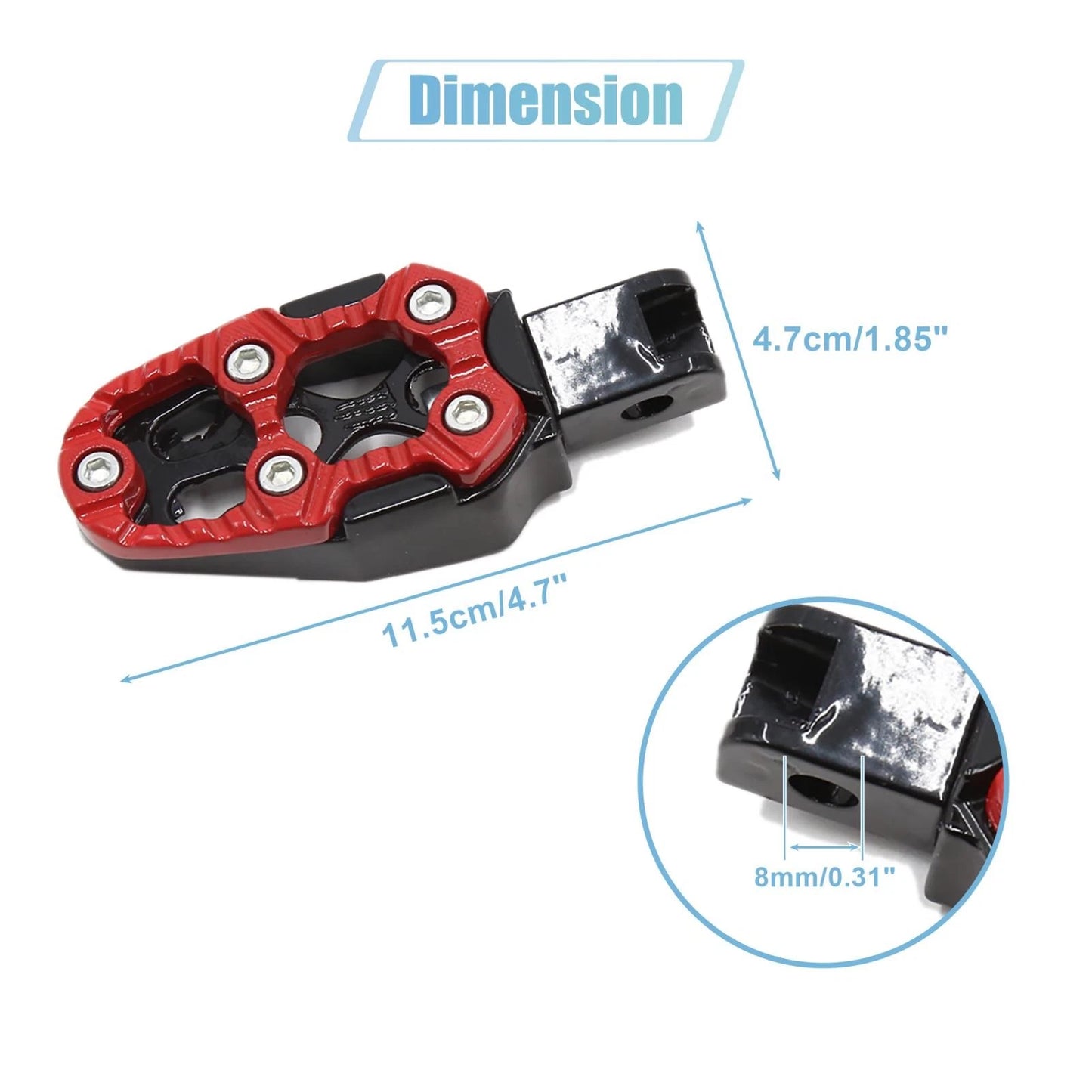 Pair 8mm Metal Rearsets Footrest Footpeg Foot Rest Peg Red for Motorcycle