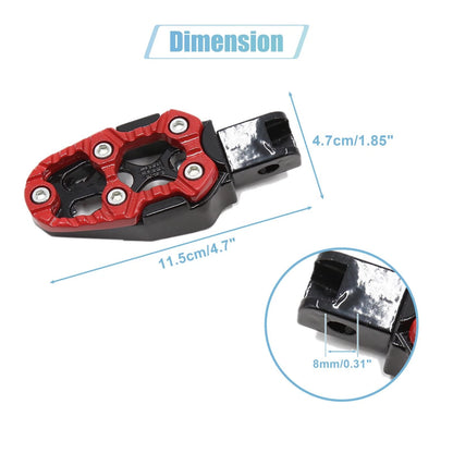 Pair 8mm Metal Rearsets Footrest Footpeg Foot Rest Peg Red for Motorcycle