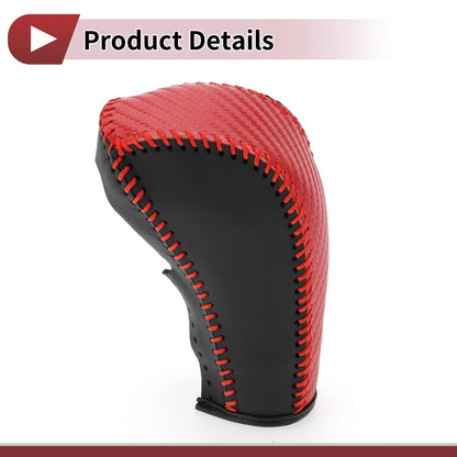 Gear Shift Knob Cover Carbon Fiber Red Black Faux Leather for Chevrolet