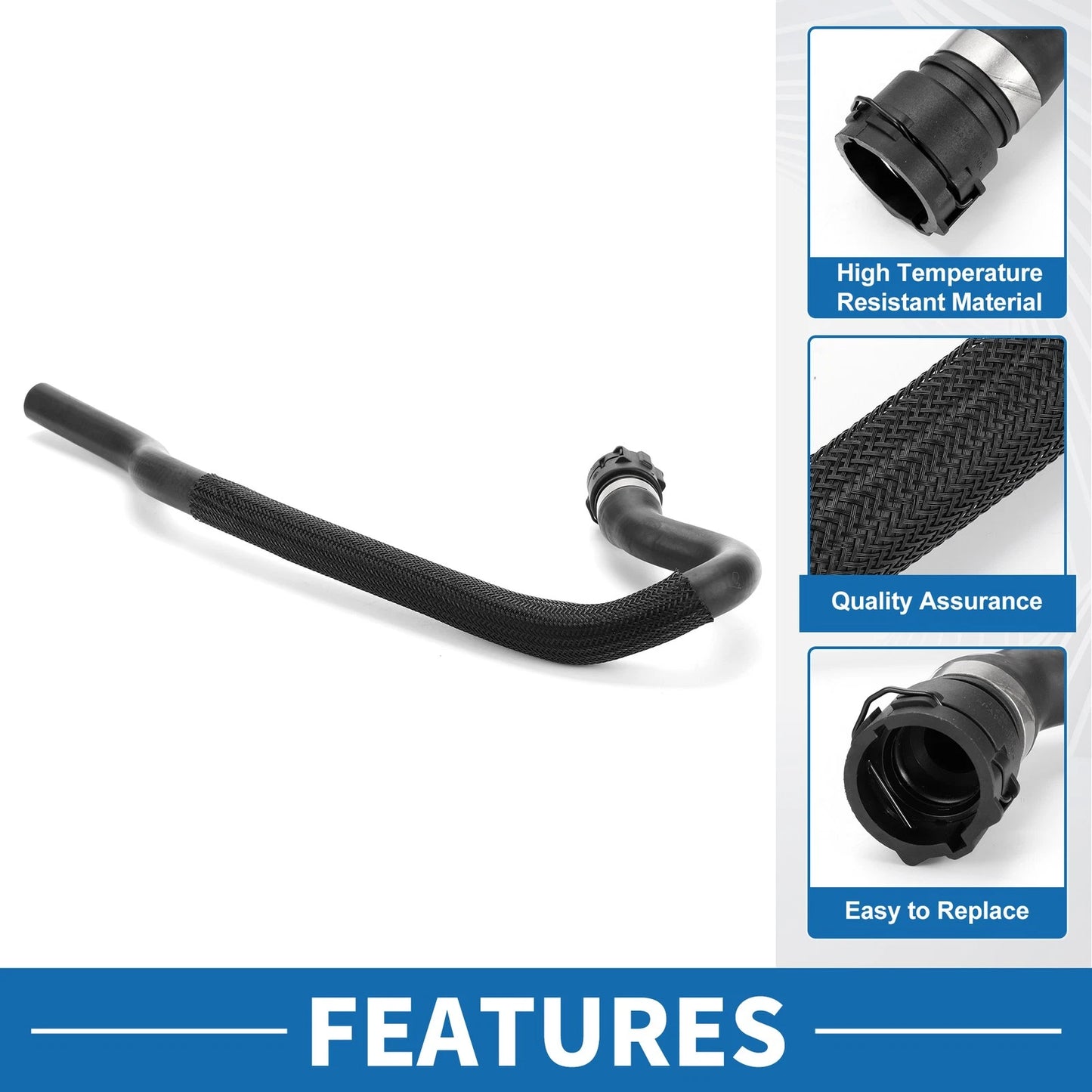 Radiator Hose for BMW 528i 2012-2016 Rubber Black 1 x Piece