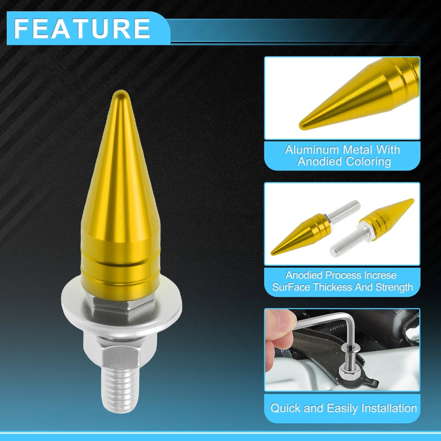 License Plate Screws Cover 5.4cm Gold Tone 4pcs for Universal Motorcycle