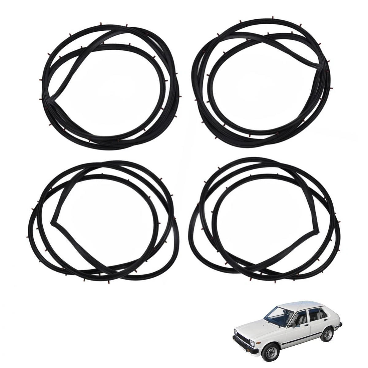 Set Front Rear Door Rubber Seal Fits Toyota Starlet KP60 KP62 4D 1978 -1984 D06