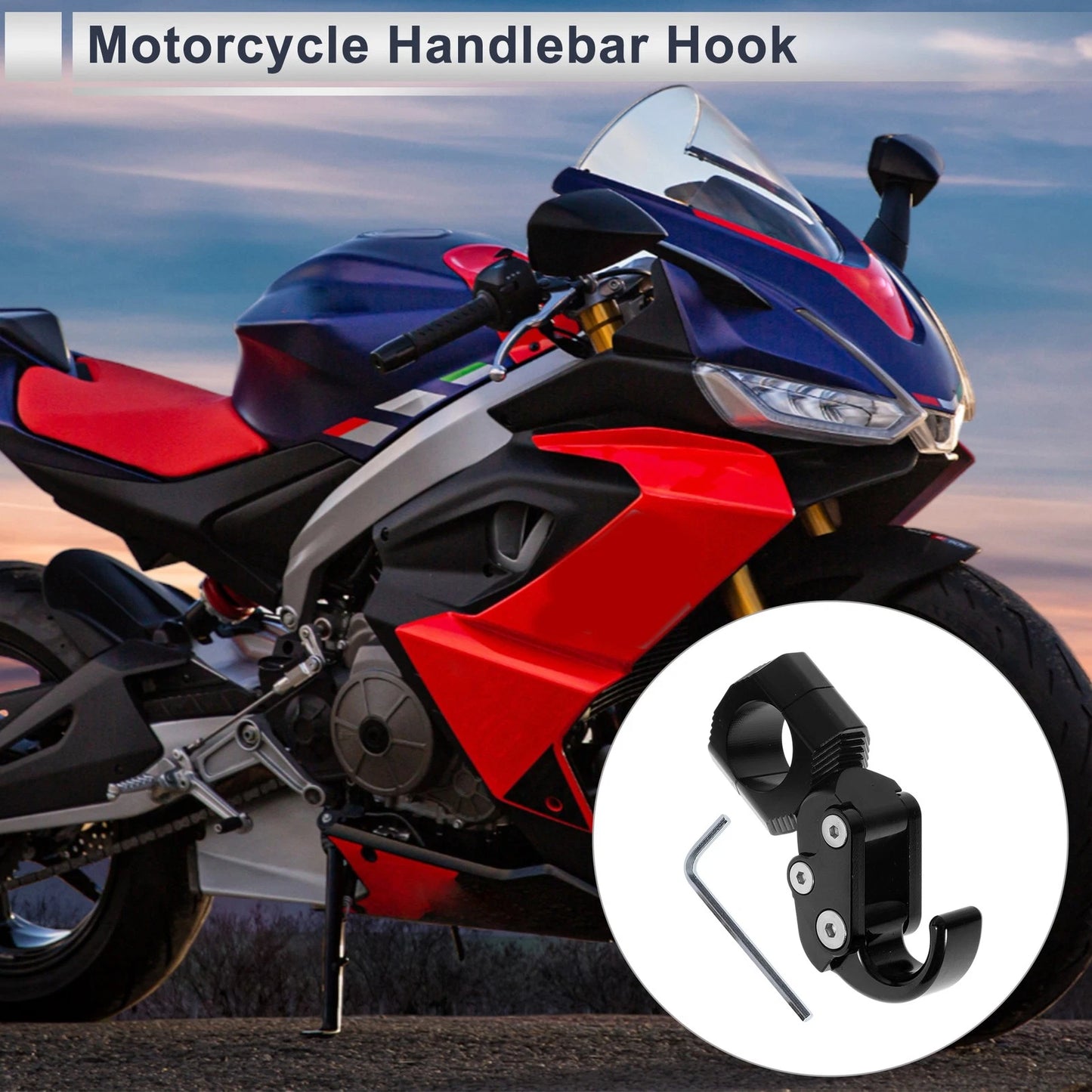 Arc Aluminum Alloy Motorcycle Hanging Hook Hexagon Wrench 1 Set Black for Arc