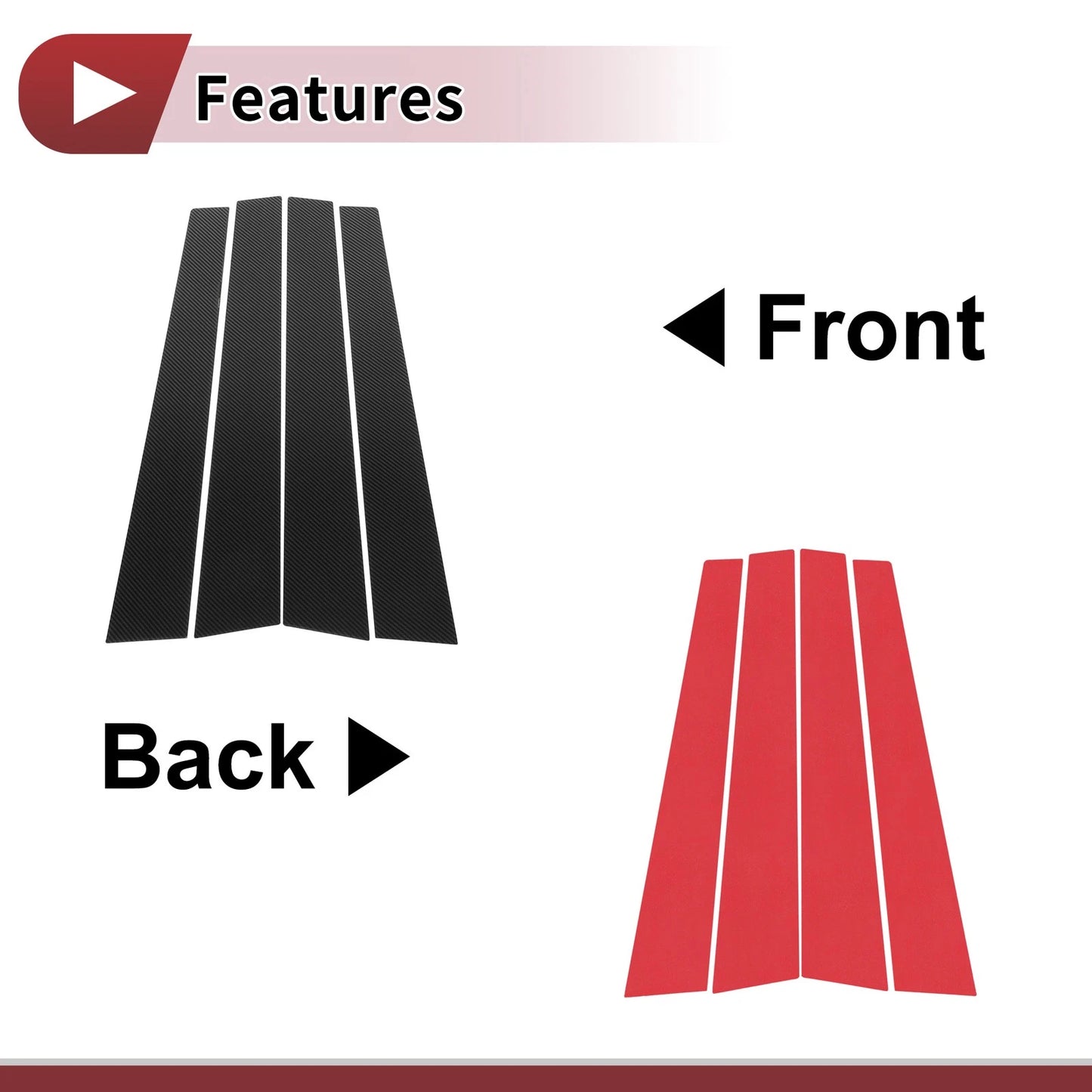 4 Pcs Door Pillar Window Trim for KIA Carens (2007-2012) Black Carbon Fiber