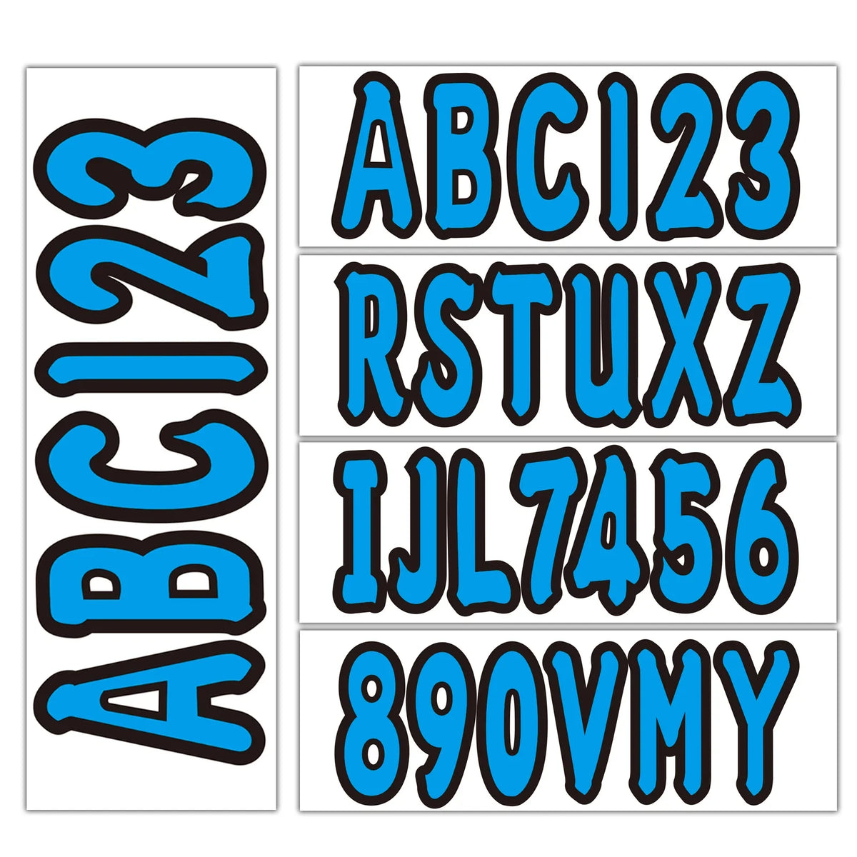 Boat Registration Decals Set A-Z & 0-9 Blue for All Boats