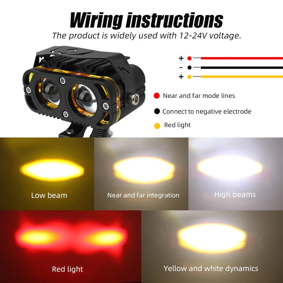 Waterproof Motorcycle LED Spotlights Front Headlights