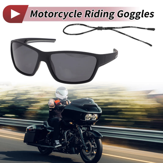 Motorcycle Riding Goggles Black Lens Black Gray Frame